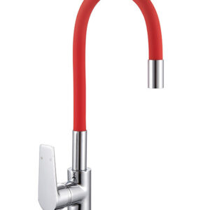 Monocomando Cromo con flexible Rojo